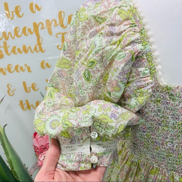 LOVE THE LABEL Square Neck Puff Sleeve Floral Mini Dress Size Large NWT - Picture 10 of 16